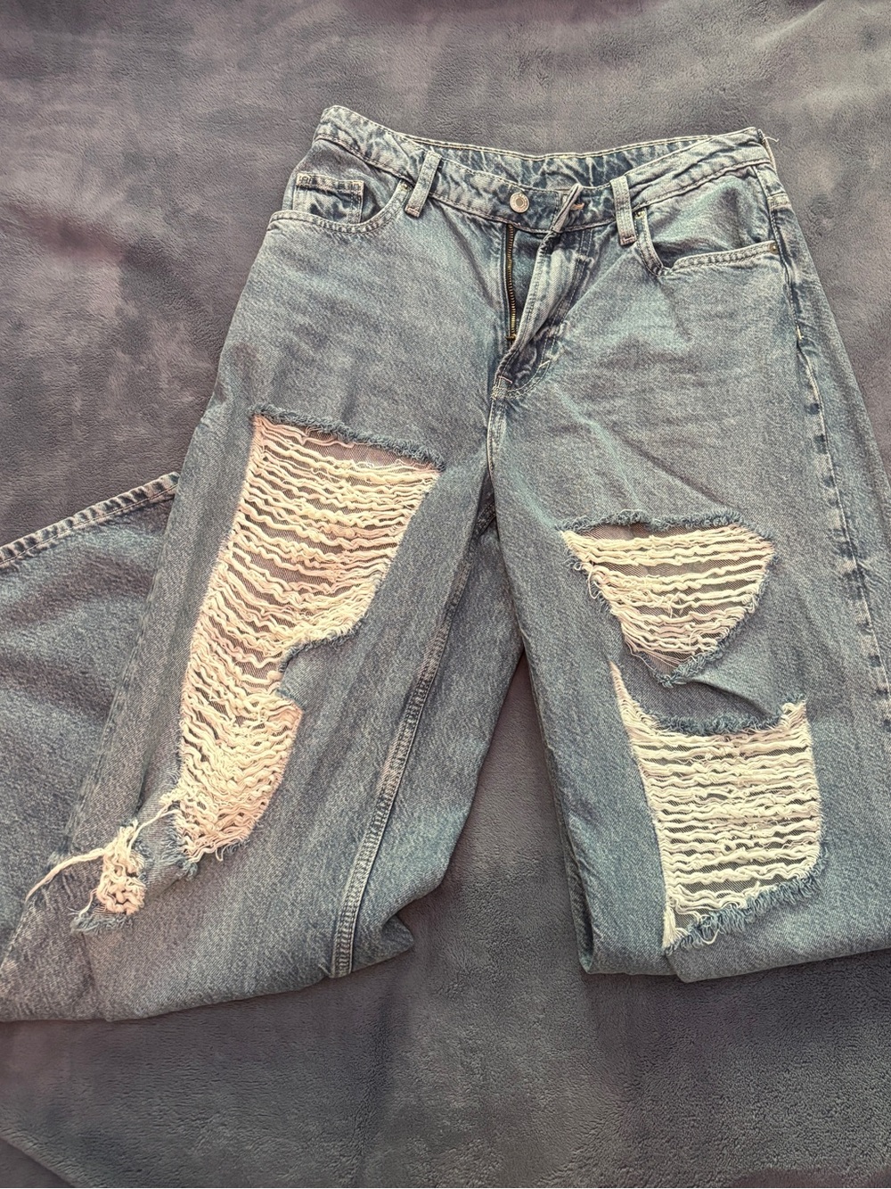 High-Rise Light Blue Distressed Women's Jeans